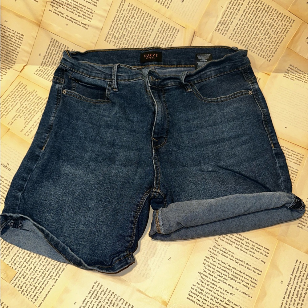 Curve Dark Blue Denim Jean Shorts